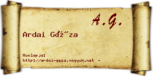Ardai Géza névjegykártya